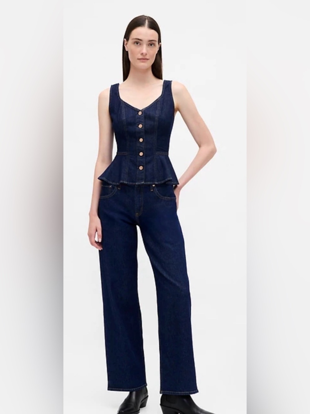 Gap Denim Peplum Tank Top in the dark rinse wash size LP NWT